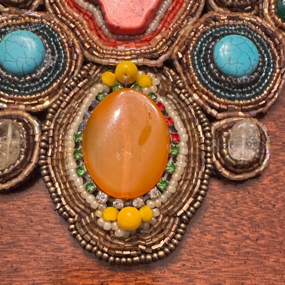 Bohemian Multicolor Beaded Bib Necklace by Natasha - Picture 13 of 13
